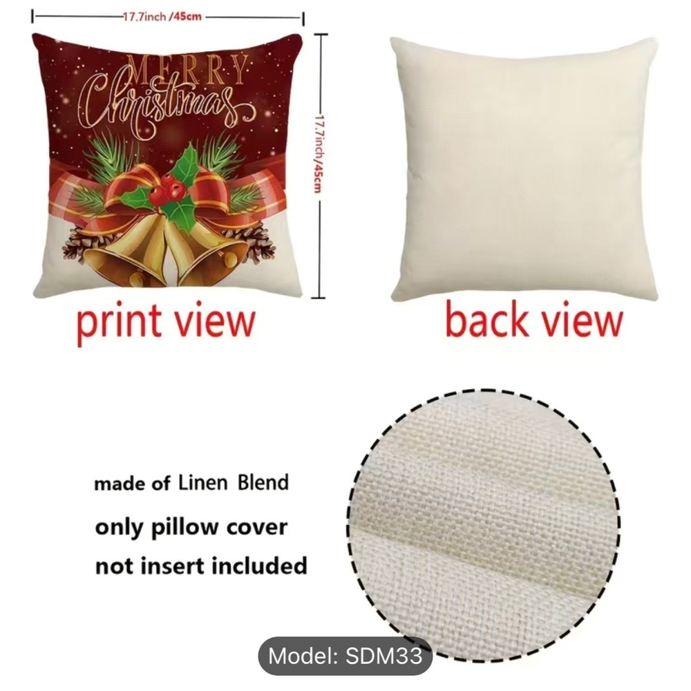 Christmas Pillowcases,17.7x17.7 Inch, Set Of 4, Pillow Inserts Not included B21 - Picture 3 of 5